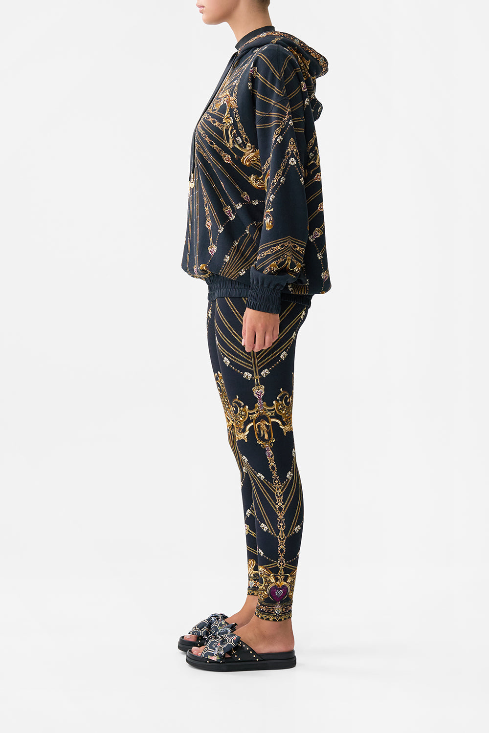 The CAMILLA SILK BAND OVERSIZED HOODIE WITH POCKETS BAROQUE AROUND THE CLOCK in our  print.