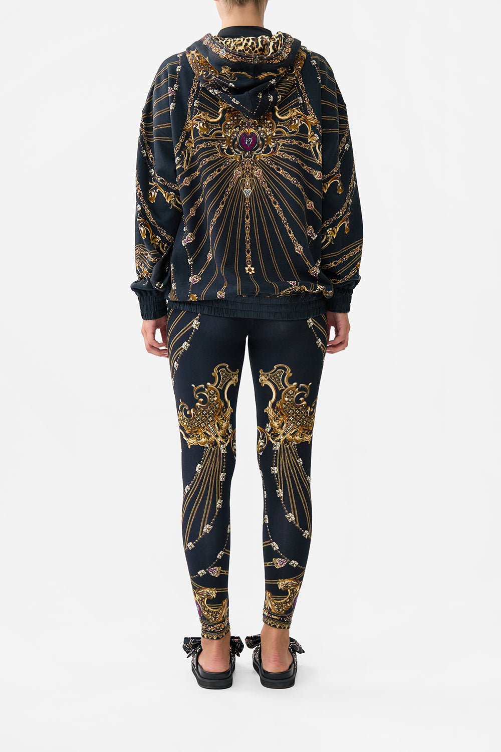 The CAMILLA SILK BAND OVERSIZED HOODIE WITH POCKETS BAROQUE AROUND THE CLOCK in our  print.