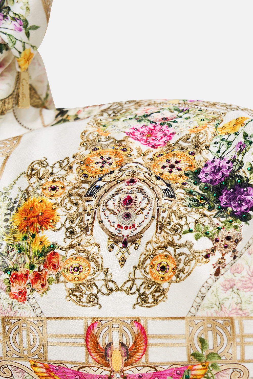 CAMILLA Slouch shoulder bag in Egyptian rose print.