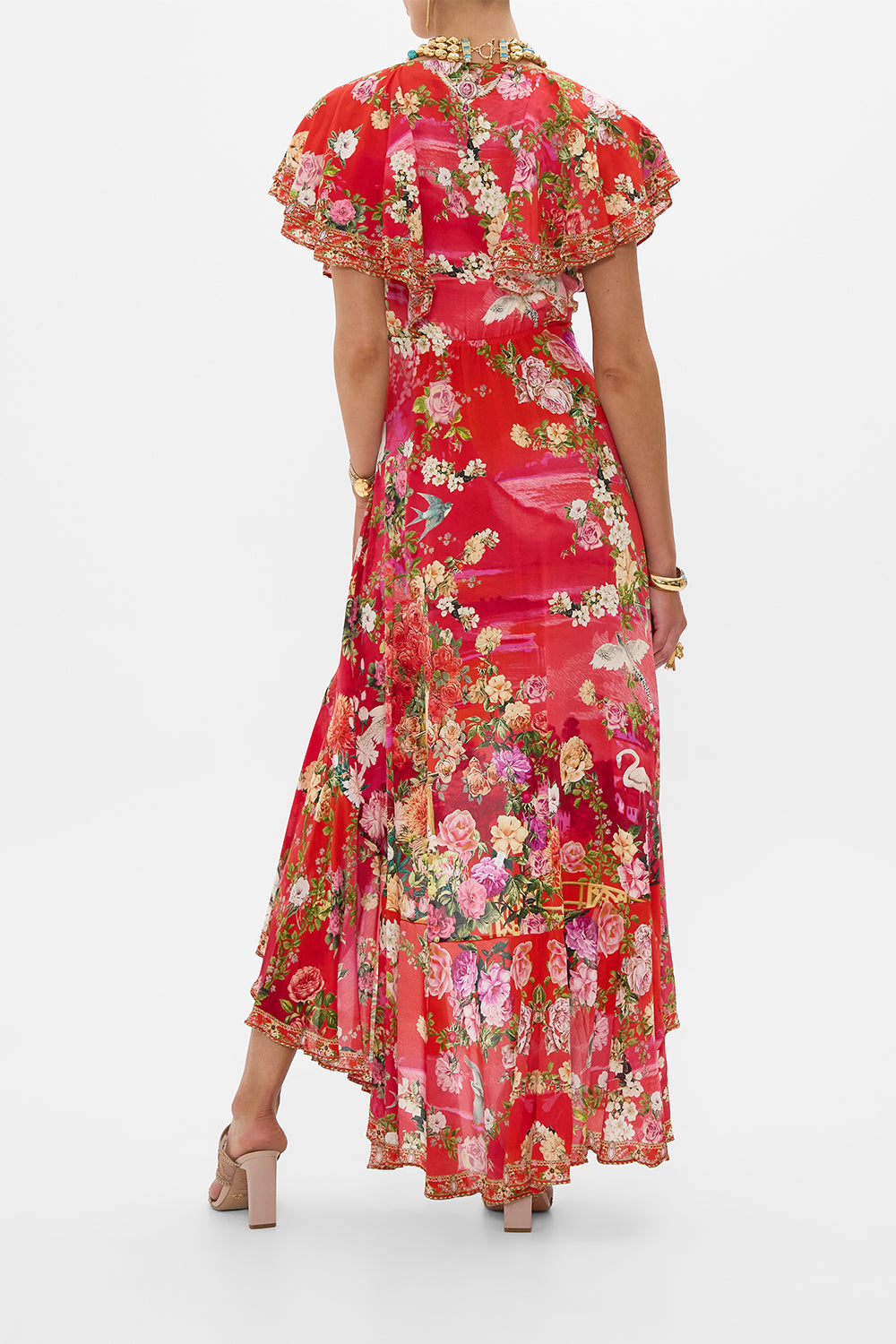 The CAMILLA FRILL SLEEVE LONG DRESS SWEET HOME ALEXANDRIA in our  print.