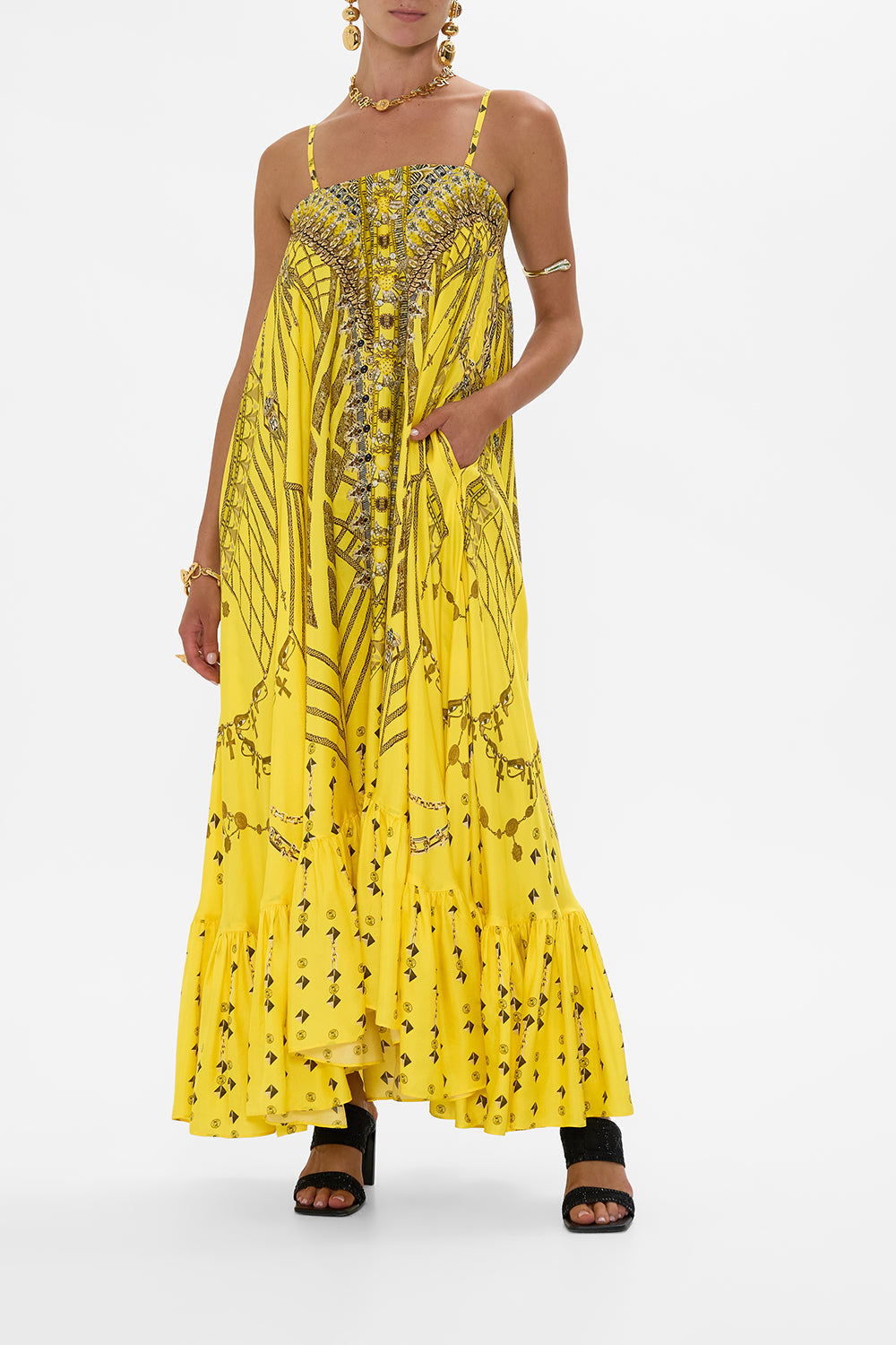 STRAPLESS MAXI WITH RUFFLE HEM SHRINE OF SUNSHINE