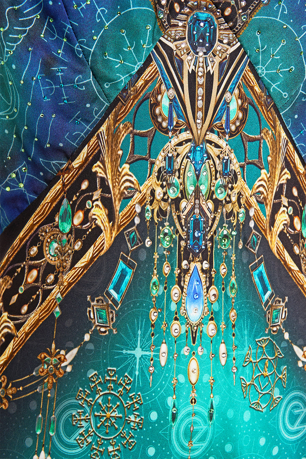 V NECK LONG BIAS SLIP DRESS WITH TRAIN DEFY GRAVITY