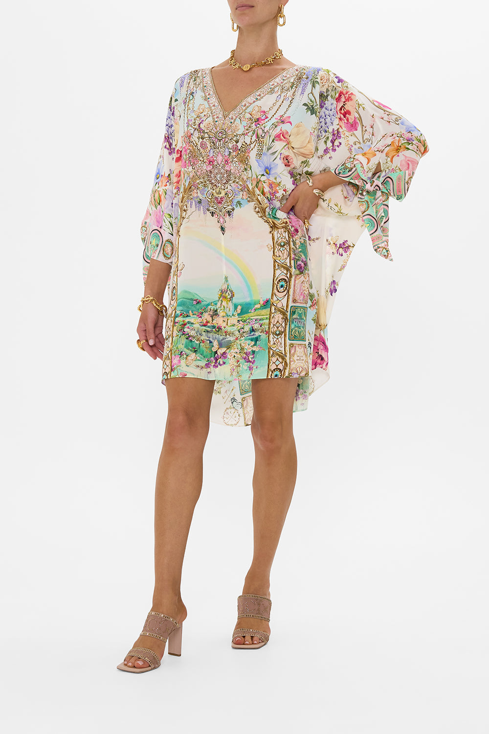 TIE SLEEVE SHORT V NECK KAFTAN MUNCHKINLAND