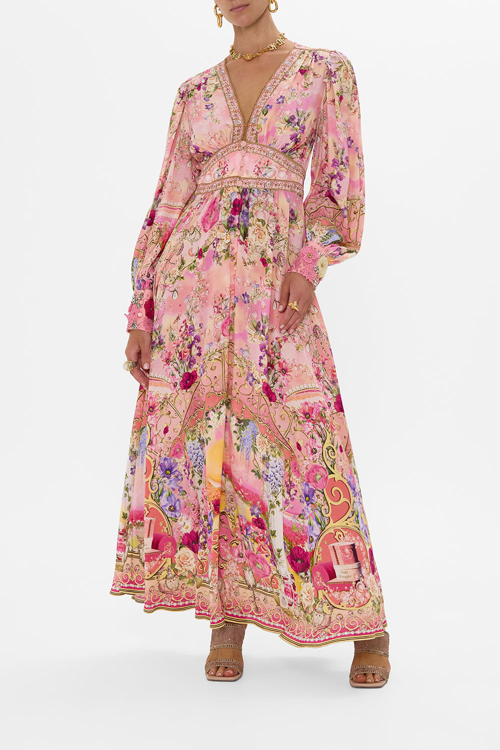 SHAPED WAISTBAND DRESS WITH GATHERED SLEEVES TOTALLY OZMOPOLITAN