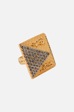 SACRED SYMBOLS PYRAMID RING GOLD