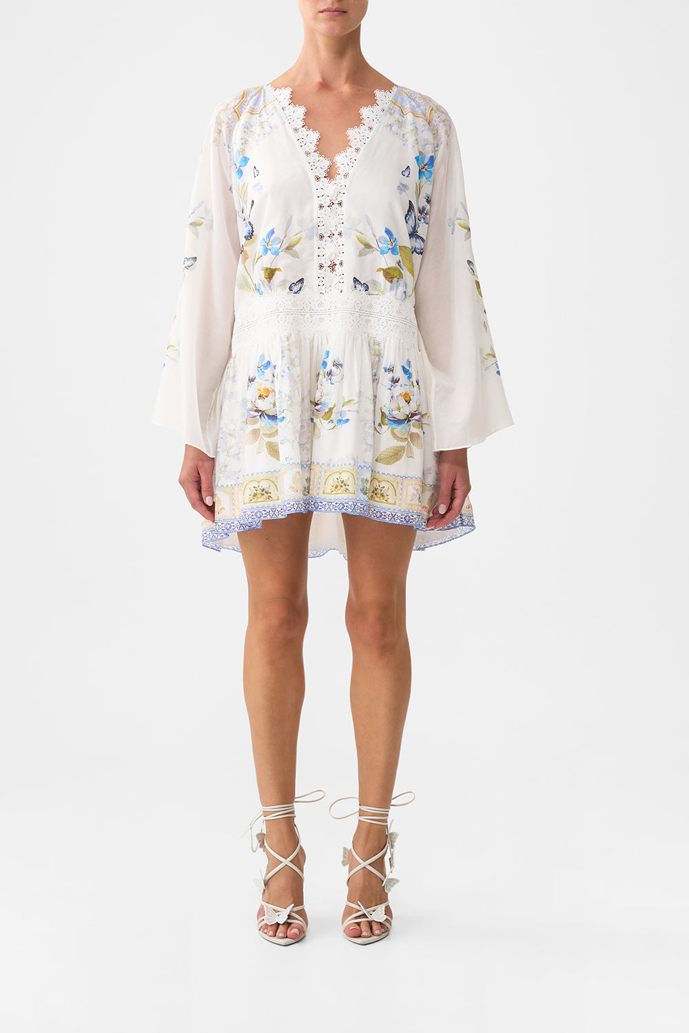 The CAMILLA relaxed short dress with dropped waist from our print botanical ballads