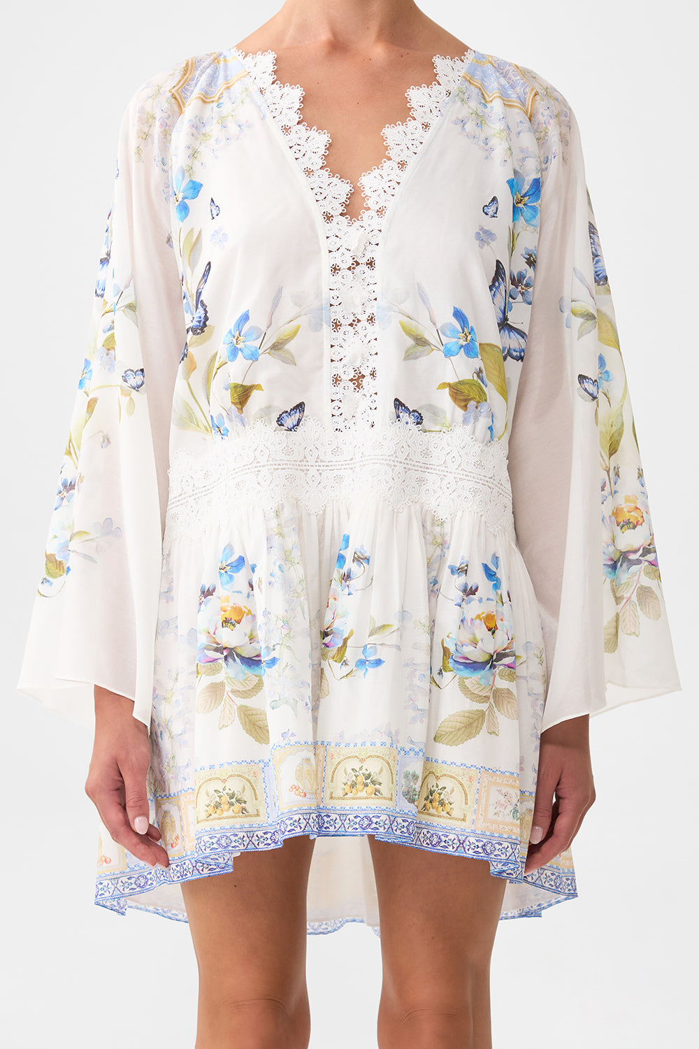 The CAMILLA relaxed short dress with dropped waist from our print botanical ballads
