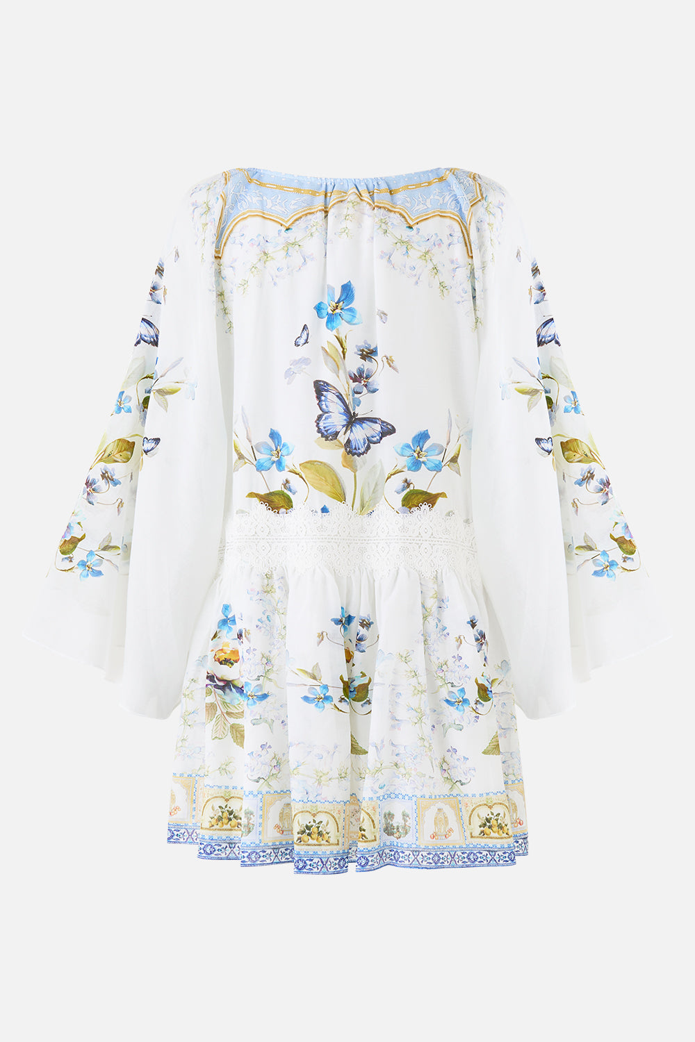 The CAMILLA relaxed short dress with dropped waist from our print botanical ballads, back product view