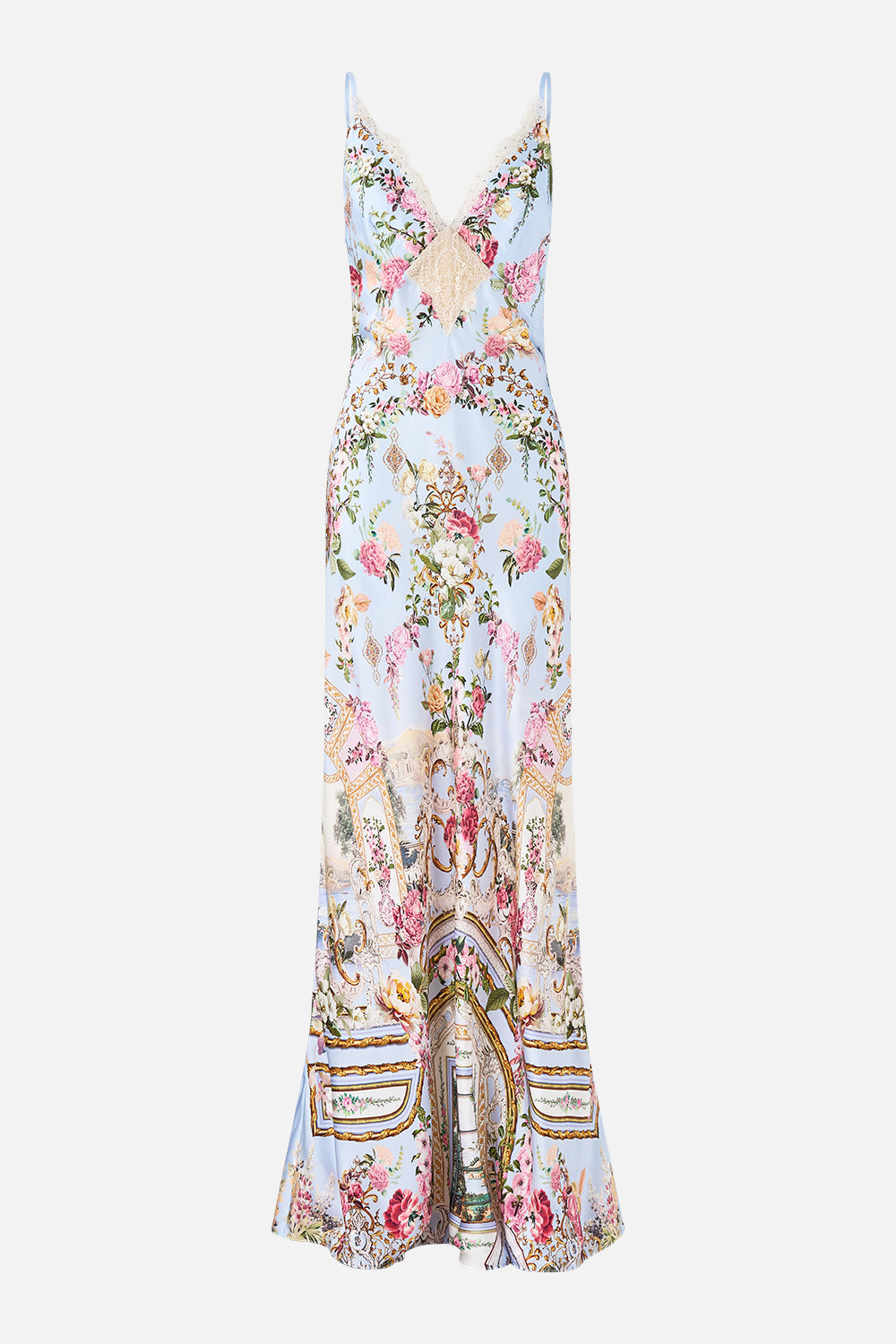V SPLICED LACE SLIP DRESS TILED IN TIME