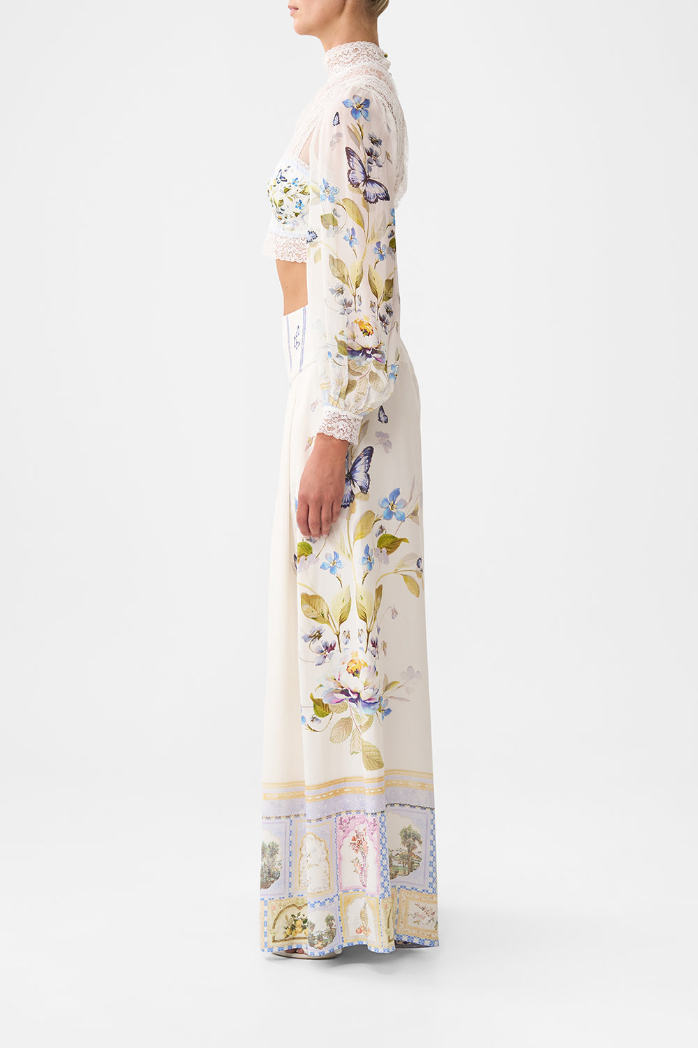 The CAMILLA corset waist wide leg pant from our print botanical ballads
