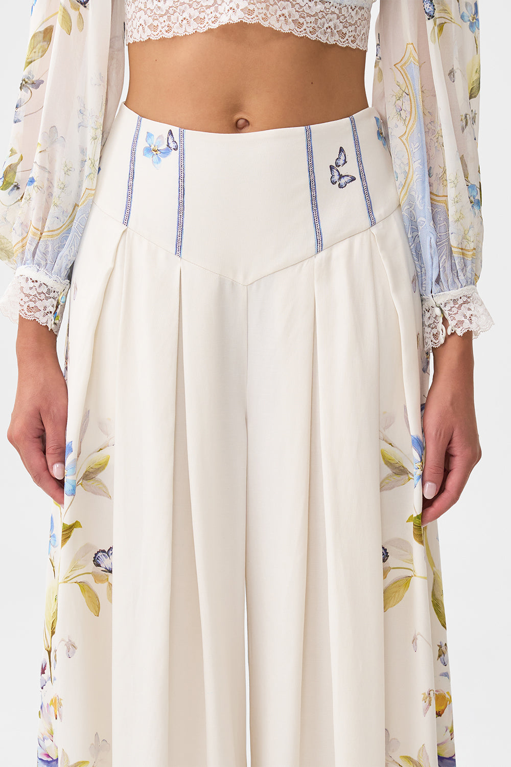 The CAMILLA corset waist wide leg pant from our print botanical ballads