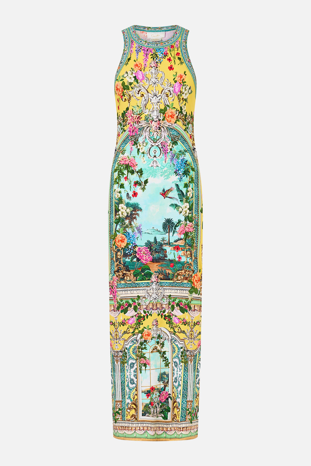 The CAMILLA jersey tank dress from our print tales of Topkapi palace, front product view