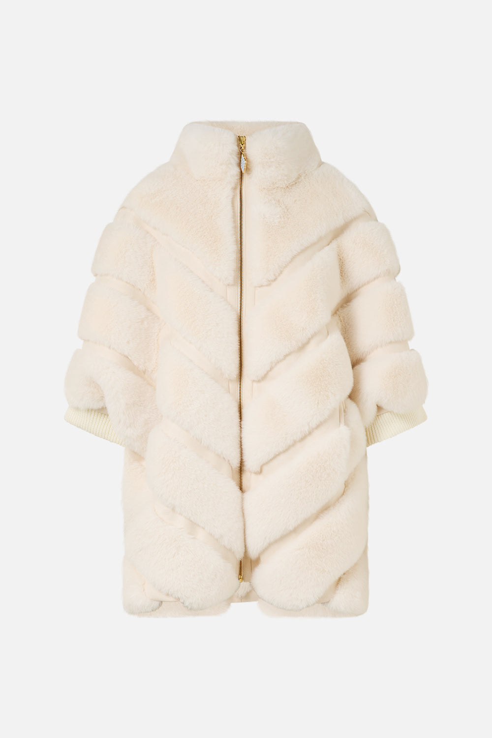 FAUX FUR SHORT SLEEVE SLOUCH JACKET TILED IN TIME