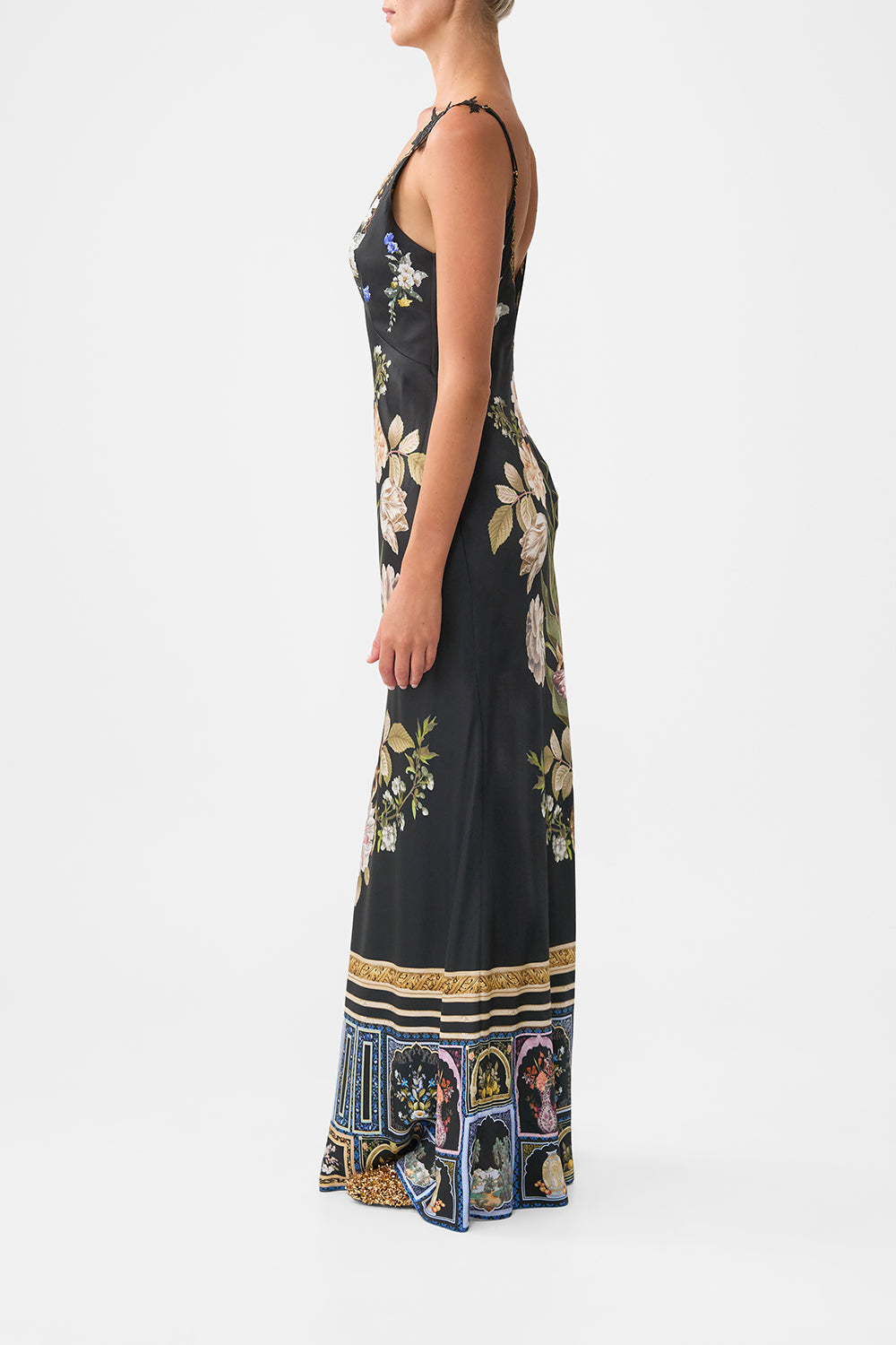 V NECK FULL LENGTH BIAS SLIP DRESS OTTOMAN ELEGANCE