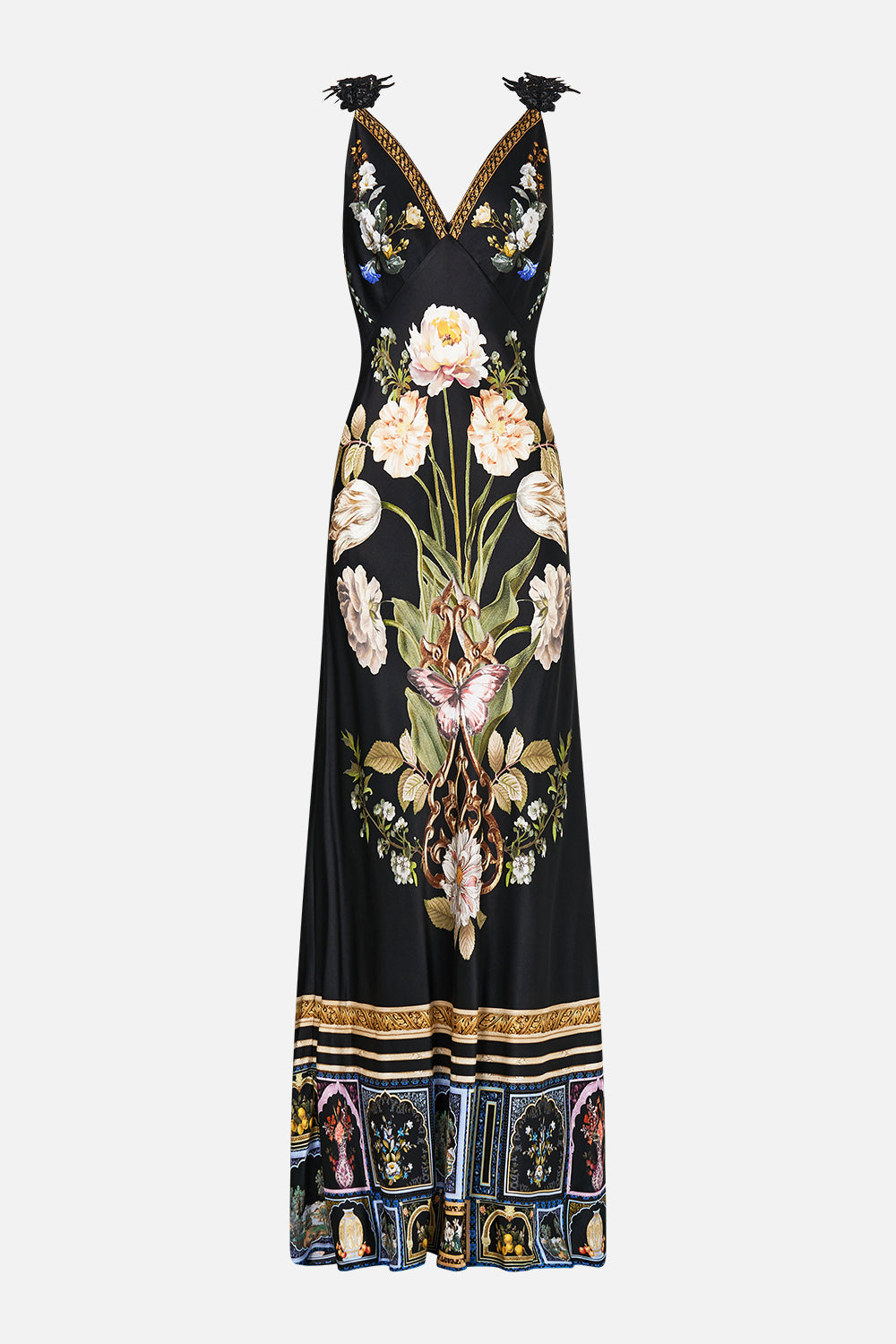 V NECK FULL LENGTH BIAS SLIP DRESS OTTOMAN ELEGANCE
