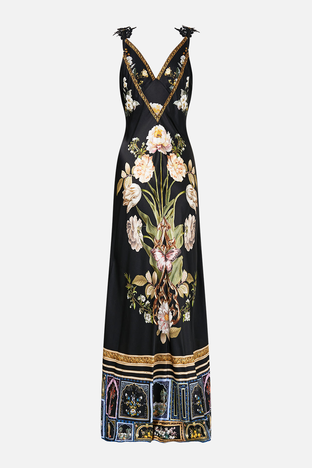 V NECK FULL LENGTH BIAS SLIP DRESS OTTOMAN ELEGANCE