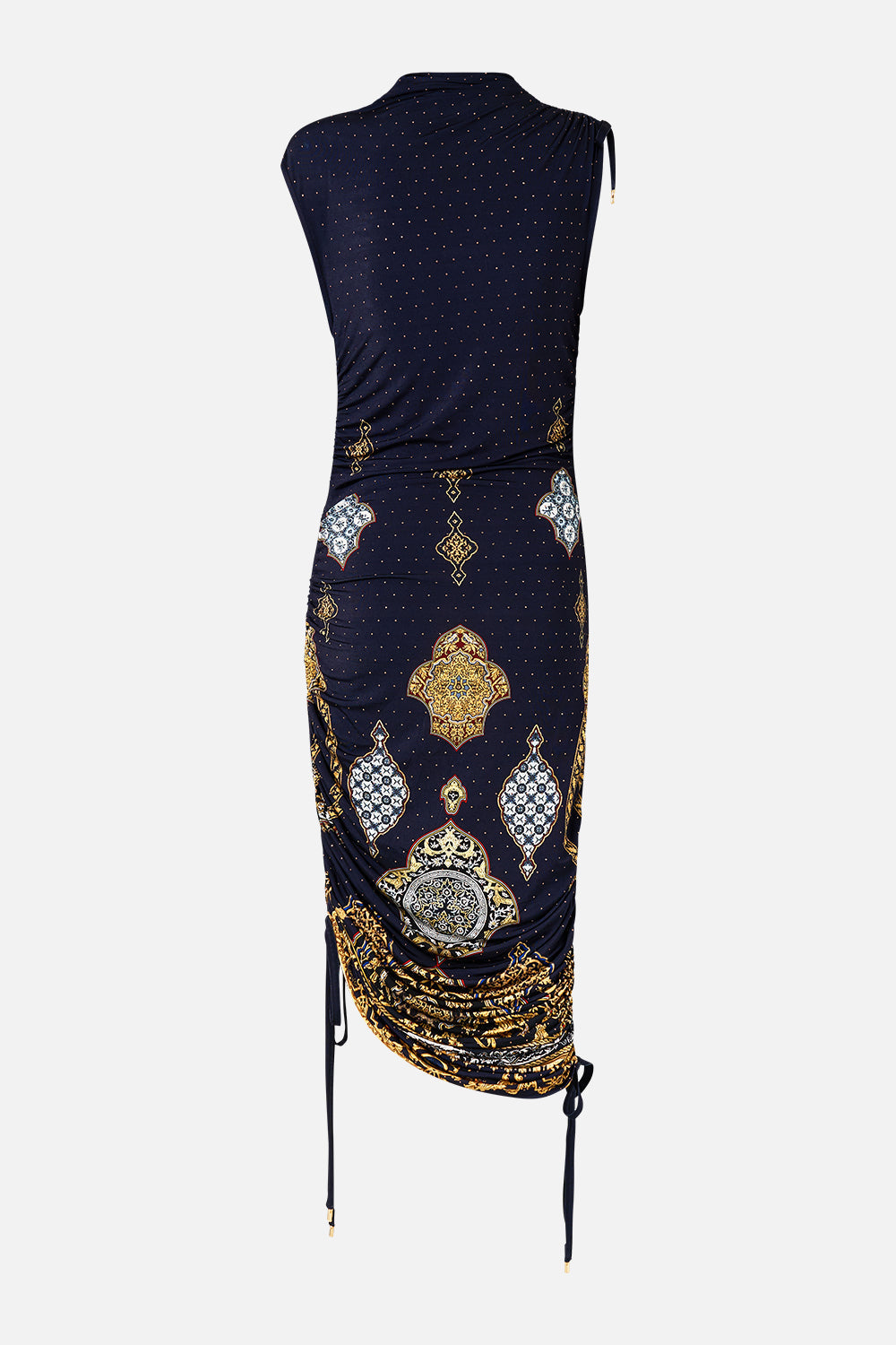 The CAMILLA ASYMMETRIC RUCHED JERSEY DRESS THE IMPERIAL GATE in our  print.