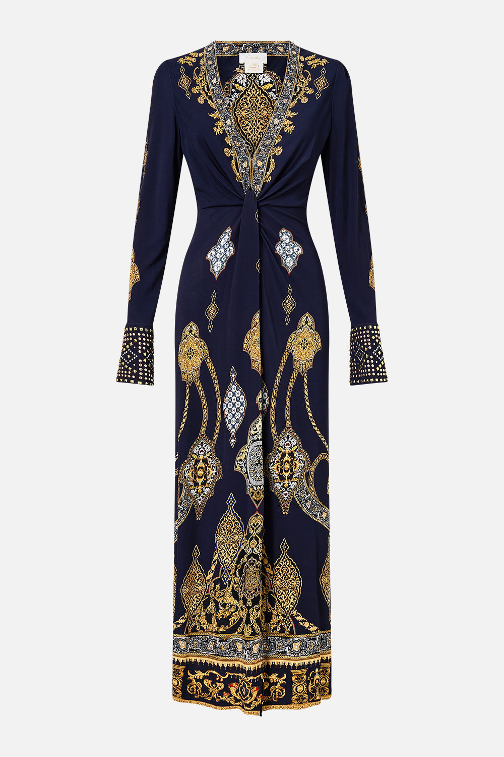LONG V NECK TWIST FRONT JERSEY DRESS THE IMPERIAL GATE