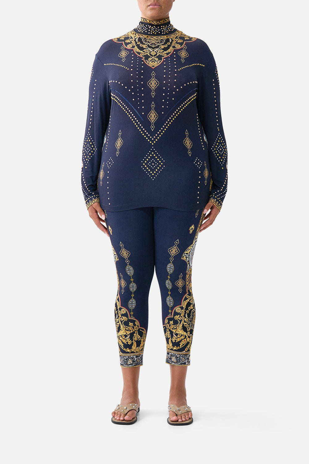 The CAMILLA JERSEY TURTLENECK THE IMPERIAL GATE in our  print.
