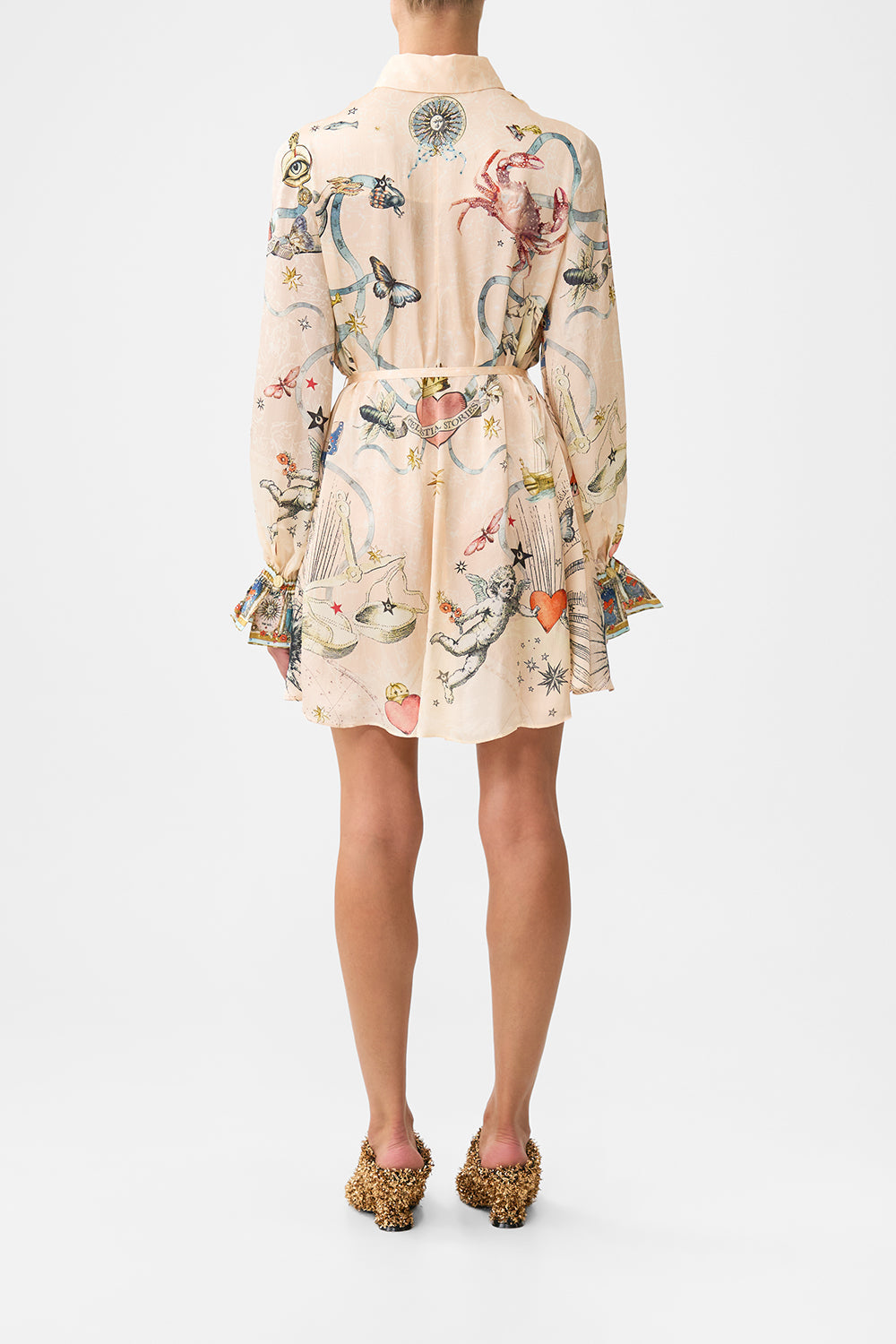 The CAMILLA SHIFT SHIRT DRESS HOUSE OF HOROSCOPES in our  print.