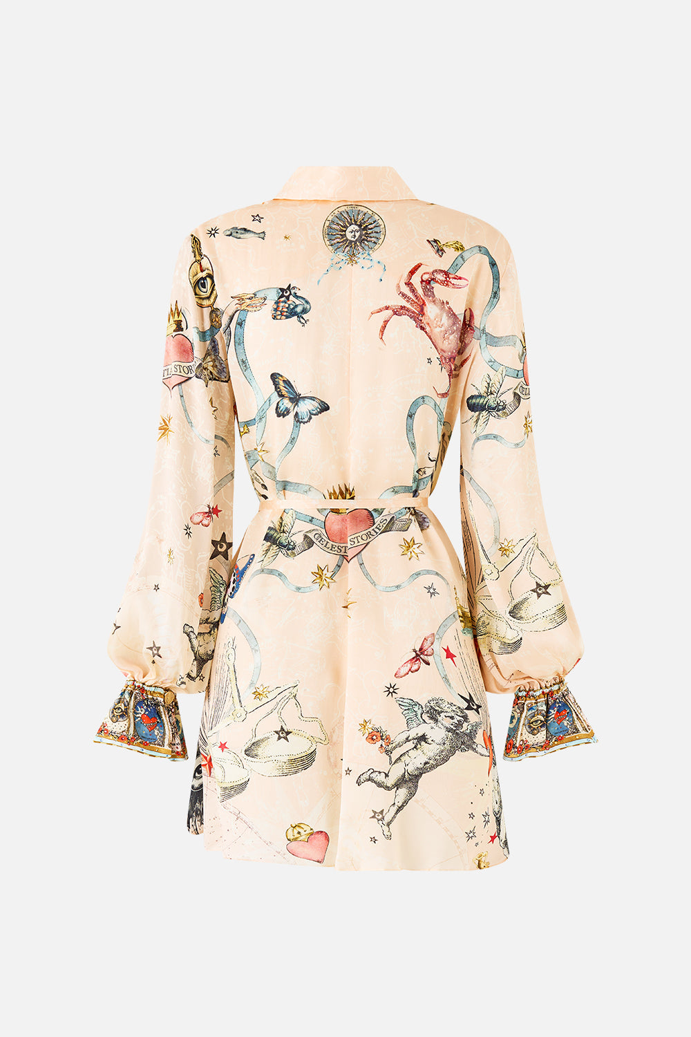 The CAMILLA SHIFT SHIRT DRESS HOUSE OF HOROSCOPES in our  print.
