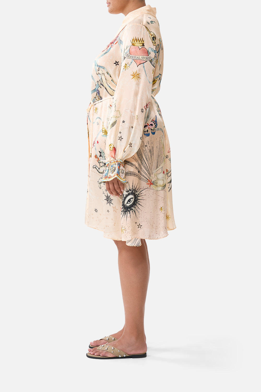 The CAMILLA SHIFT SHIRT DRESS HOUSE OF HOROSCOPES in our  print.