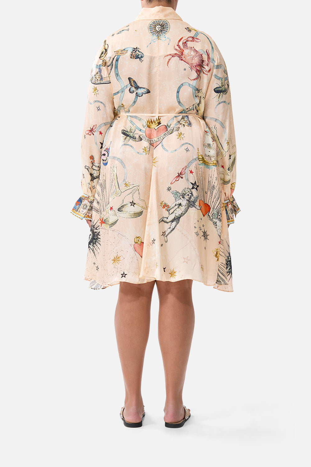 The CAMILLA SHIFT SHIRT DRESS HOUSE OF HOROSCOPES in our  print.