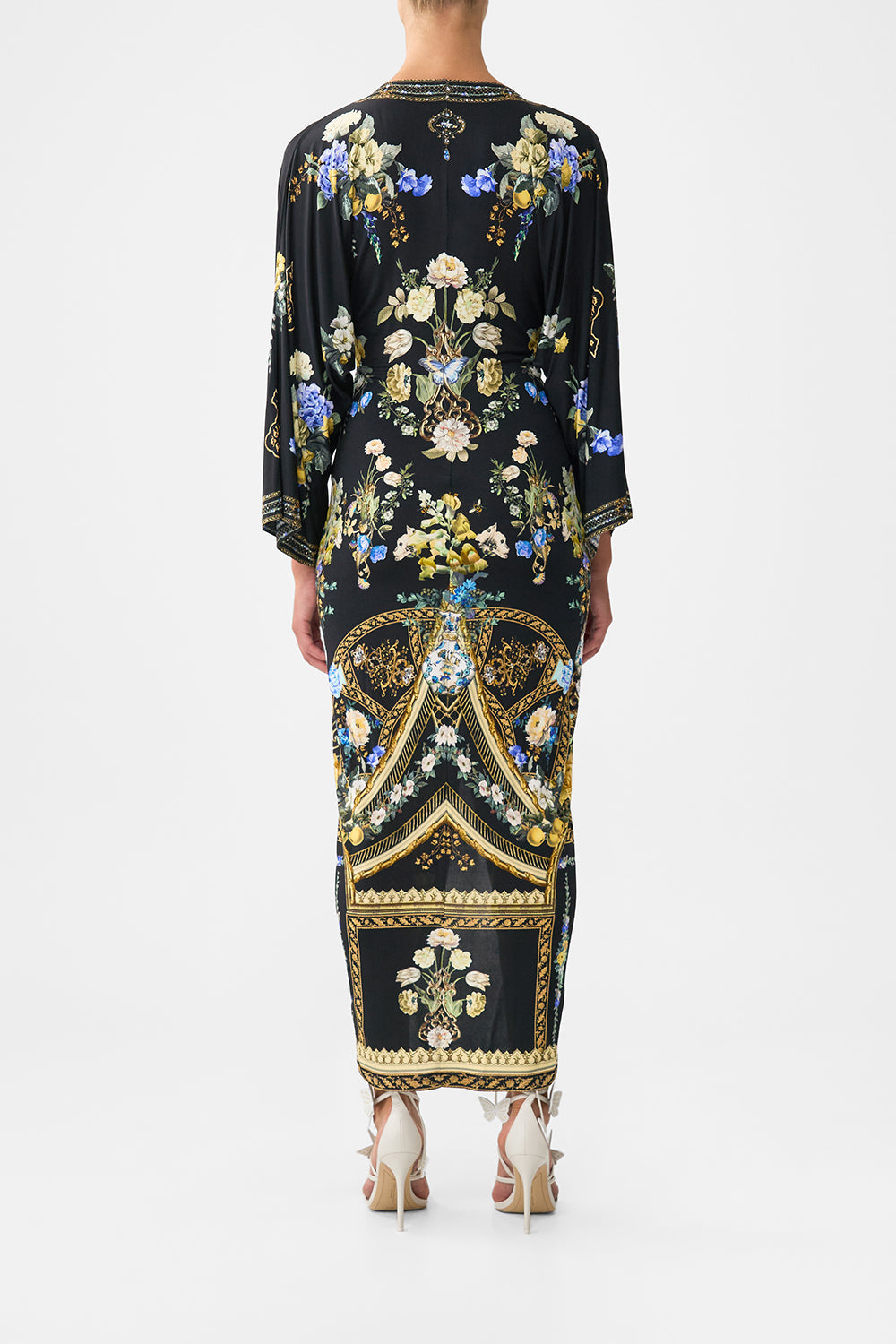 The CAMILLA LONG SPLIT FRONT TWIST DRESS OTTOMAN ELEGANCE in our  print.