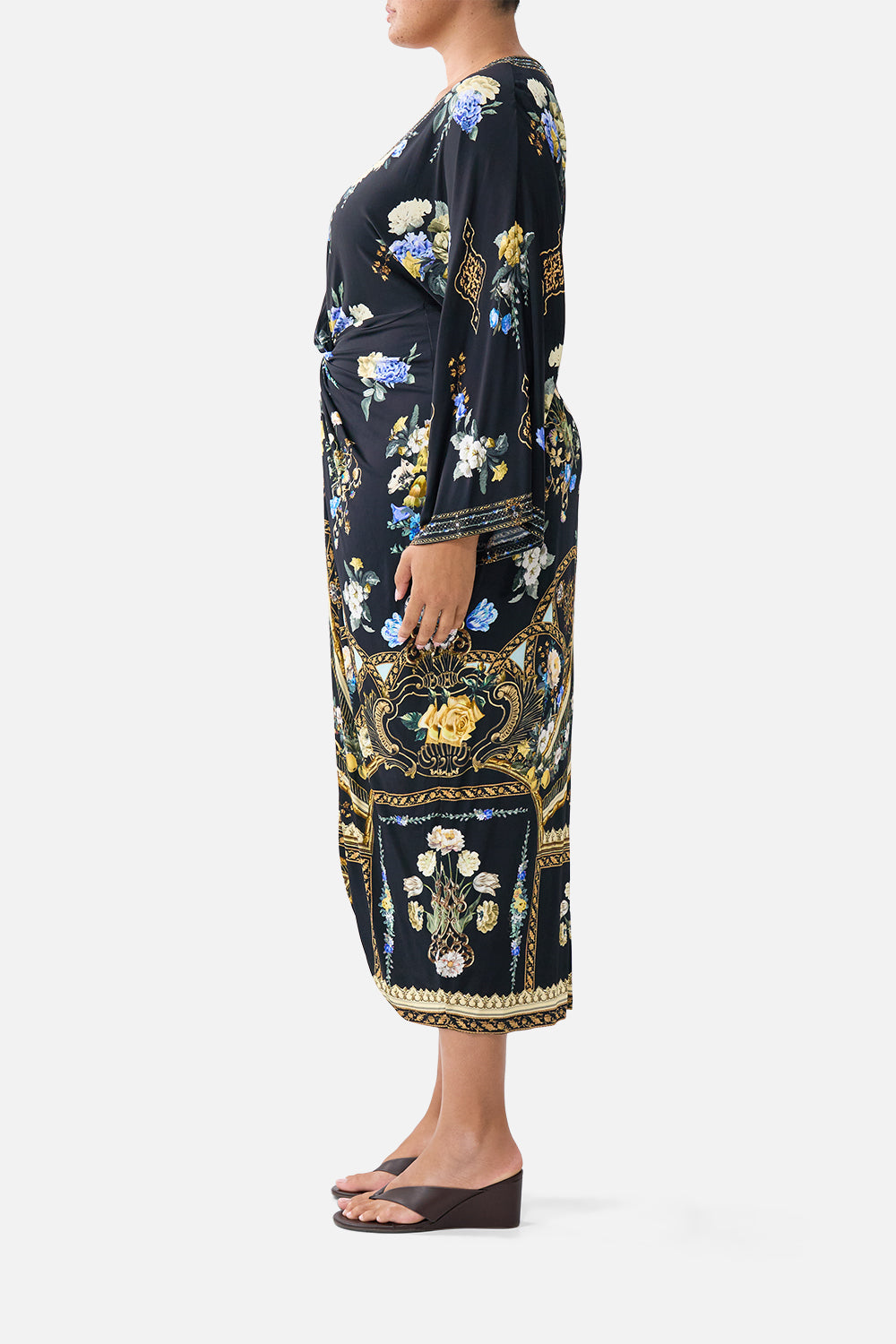 The CAMILLA LONG SPLIT FRONT TWIST DRESS OTTOMAN ELEGANCE in our  print.