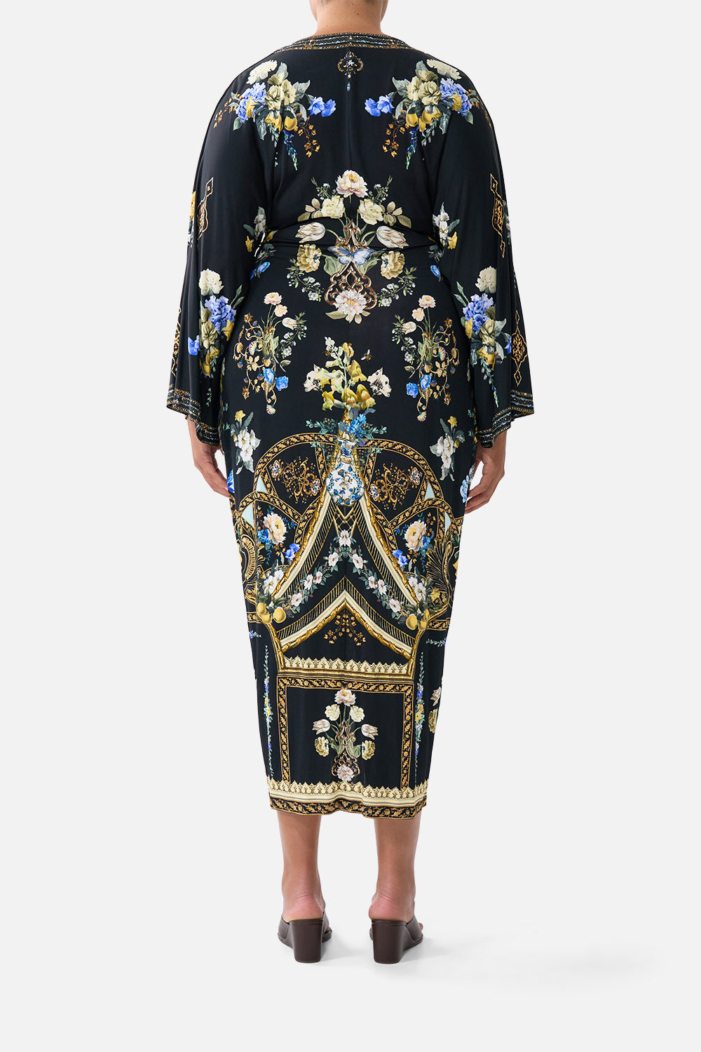 The CAMILLA LONG SPLIT FRONT TWIST DRESS OTTOMAN ELEGANCE in our  print.
