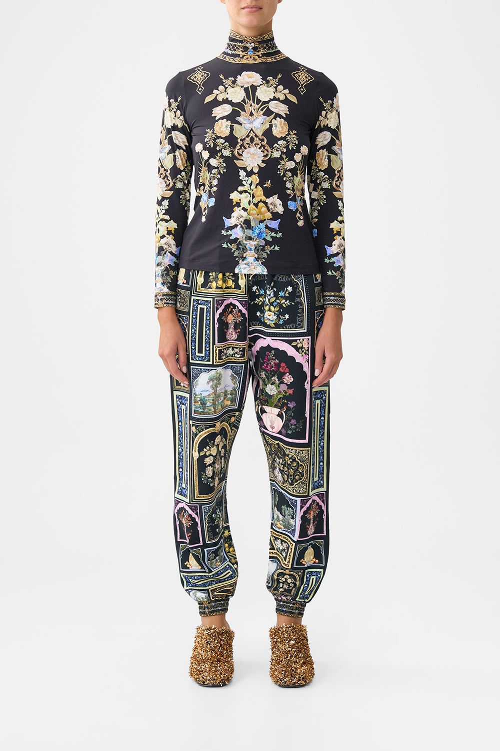 The CAMILLA JERSEY TURTLENECK OTTOMAN ELEGANCE in our OTTOMAN ELEGANCE print.