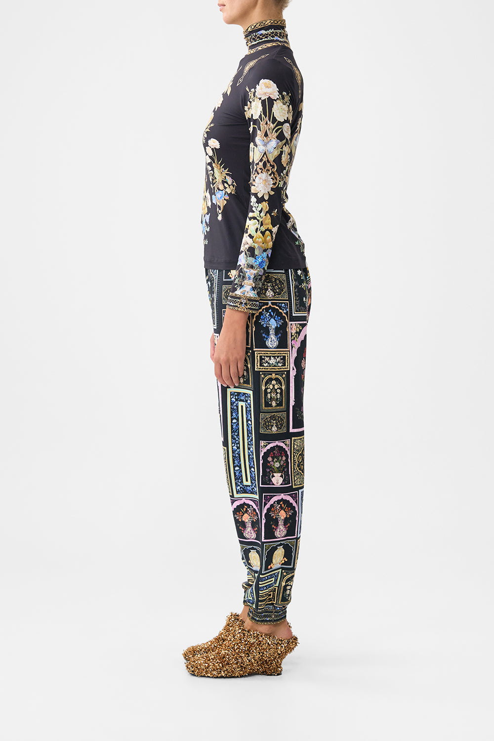 The CAMILLA JERSEY TURTLENECK OTTOMAN ELEGANCE in our  print.