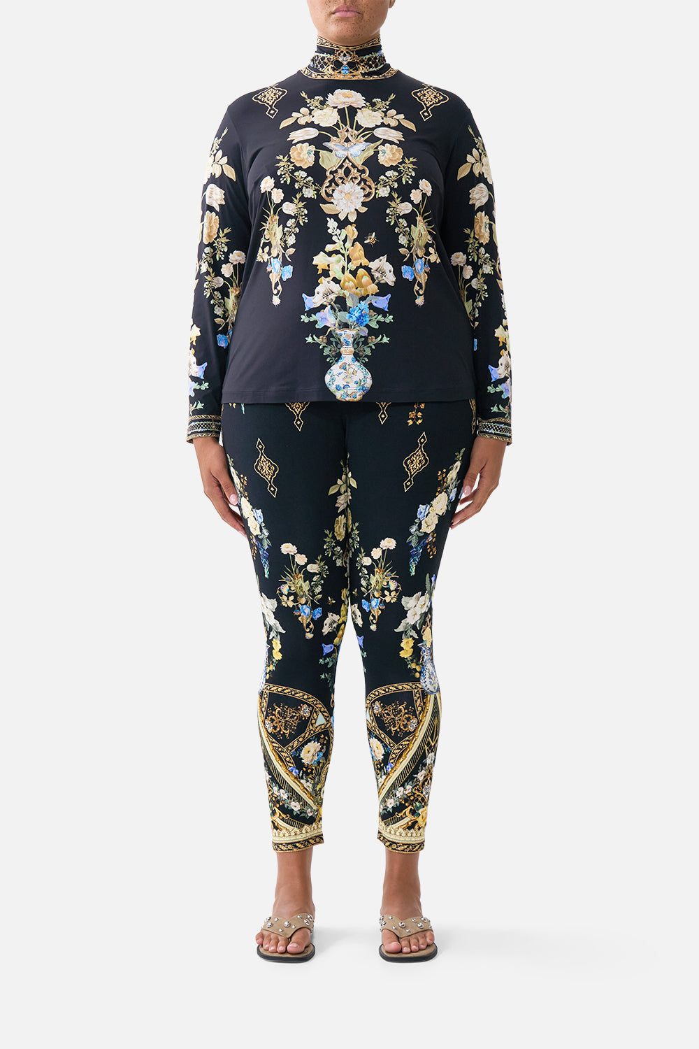 The CAMILLA JERSEY TURTLENECK OTTOMAN ELEGANCE in our  print.