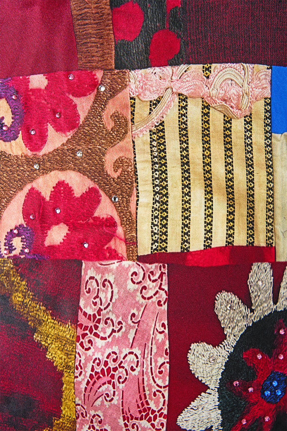 The CAMILLA CHAIN DETAIL SLIP DRESS PATCHWORK ALCHEMY in our  print.