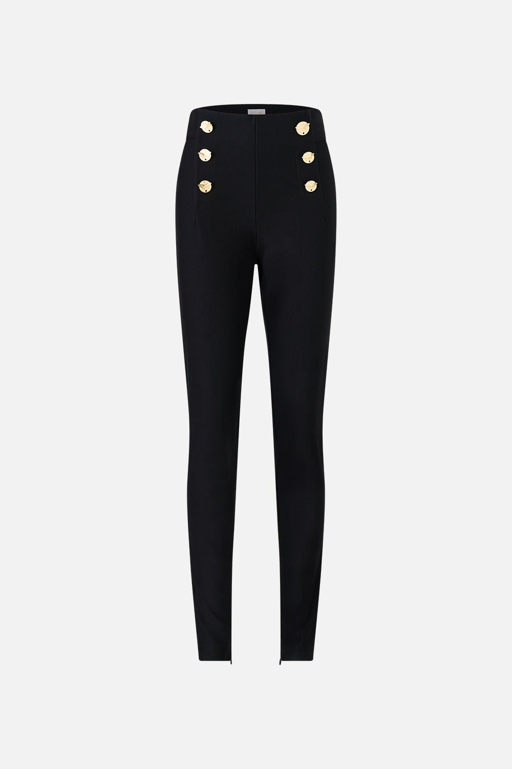 The CAMILLA button embellished ponte pant from our print Ottoman elegance, front product view
