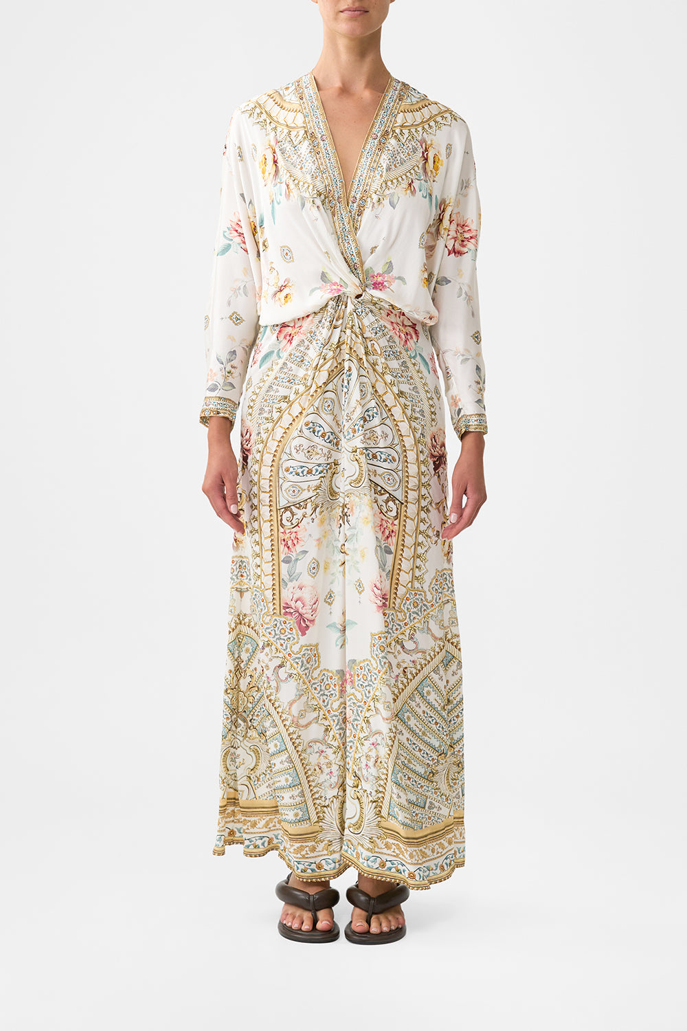 The CAMILLA TWIST FRONT BATWING DRESS OTTOMAN DYNASTY in our OTTOMAN DYNASTY print.