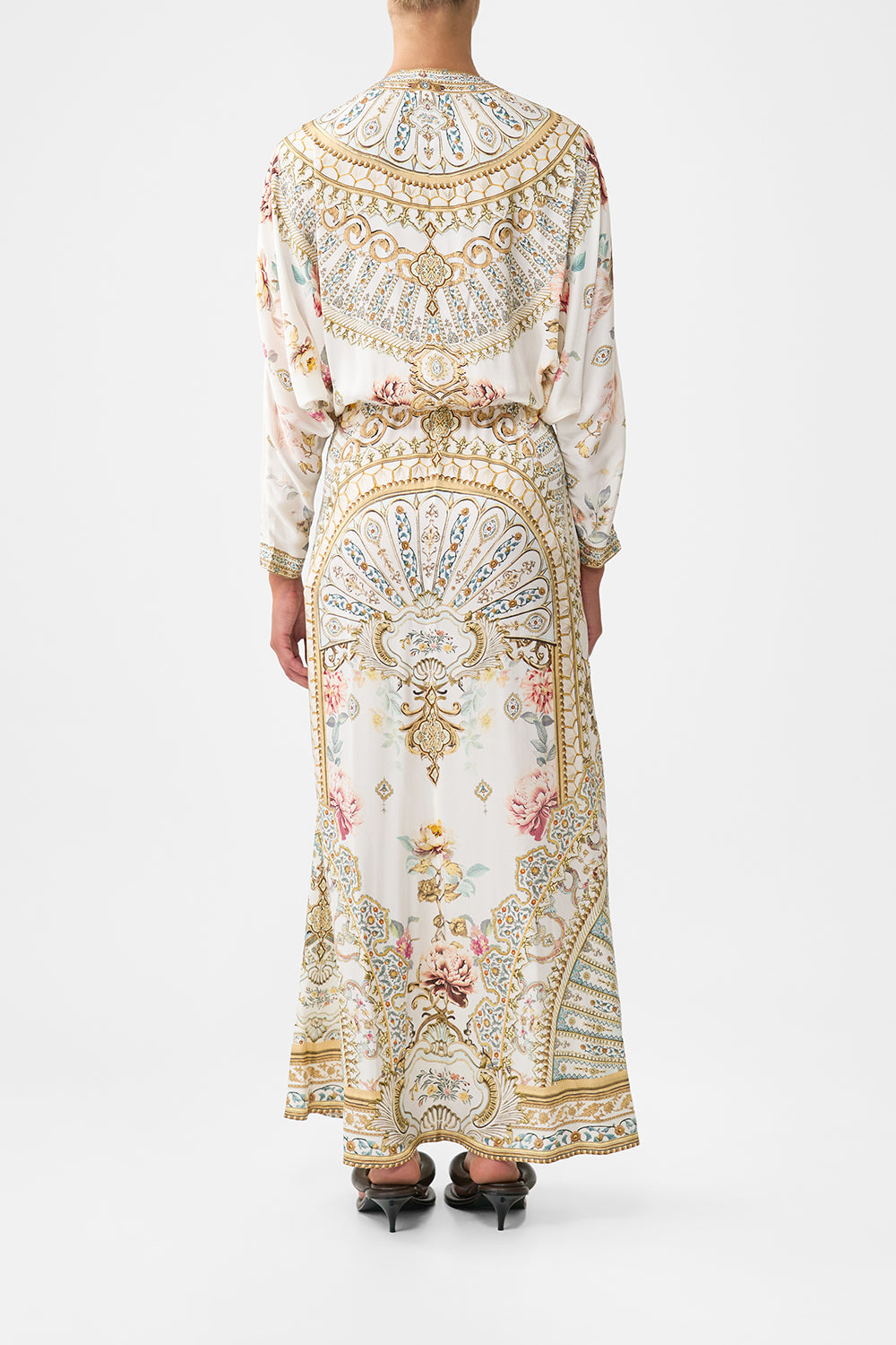 The CAMILLA TWIST FRONT BATWING DRESS OTTOMAN DYNASTY in our  print.