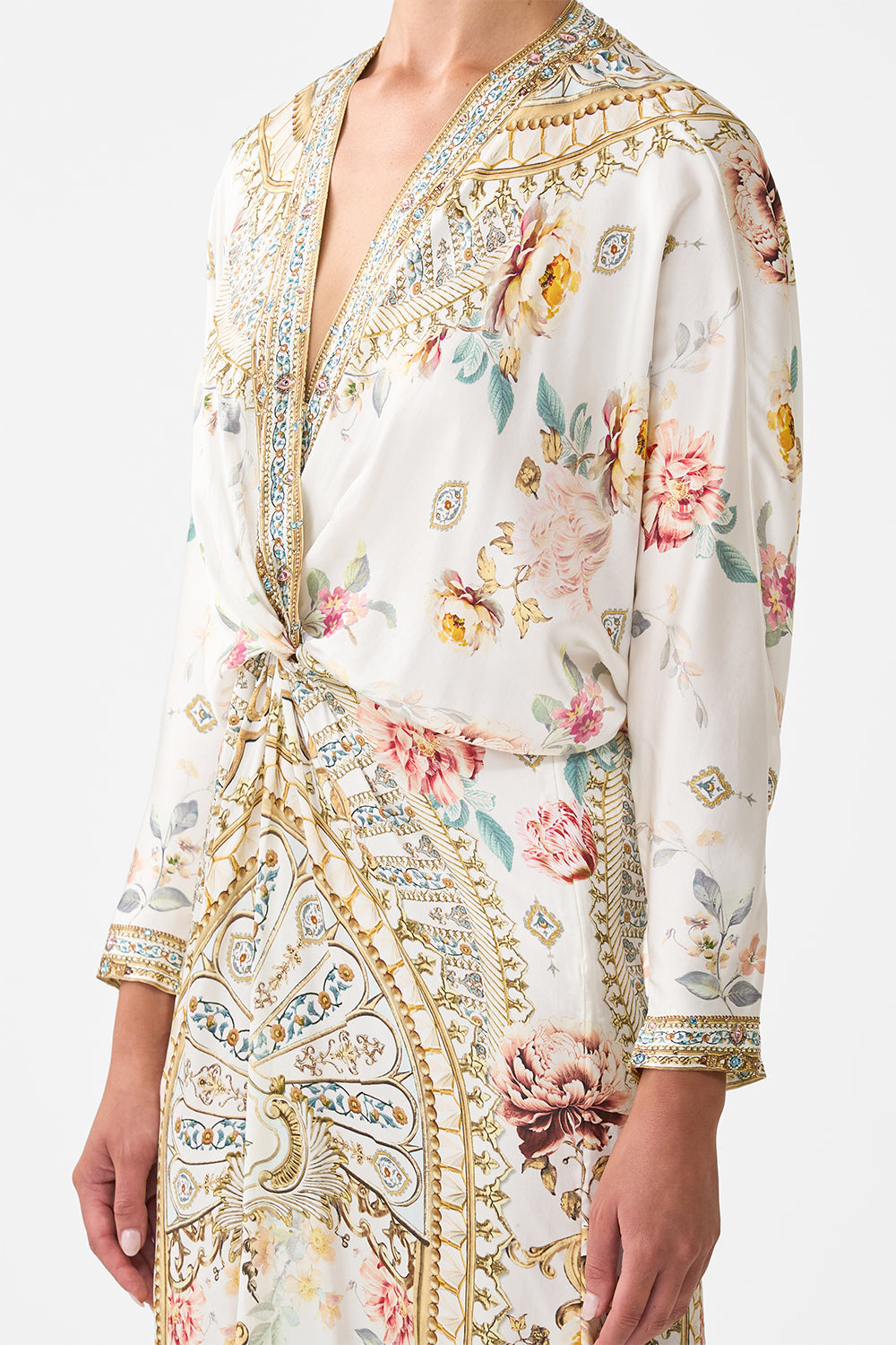 The CAMILLA TWIST FRONT BATWING DRESS OTTOMAN DYNASTY in our  print.