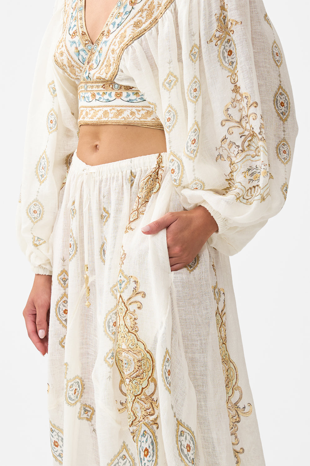 The CAMILLA PANELLED HAREM PANT WITH TIE WAIST OTTOMAN DYNASTY in our  print.