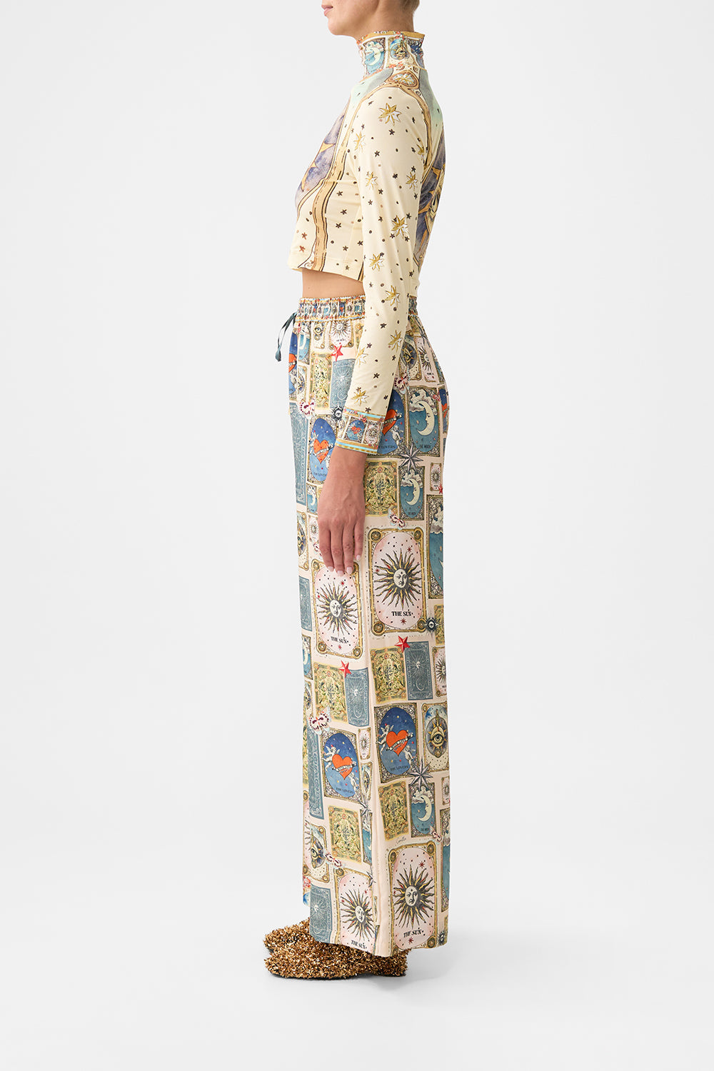 The CAMILLA CROPPED JERSEY TURTLENECK MY LUCKY STARS in our  print.