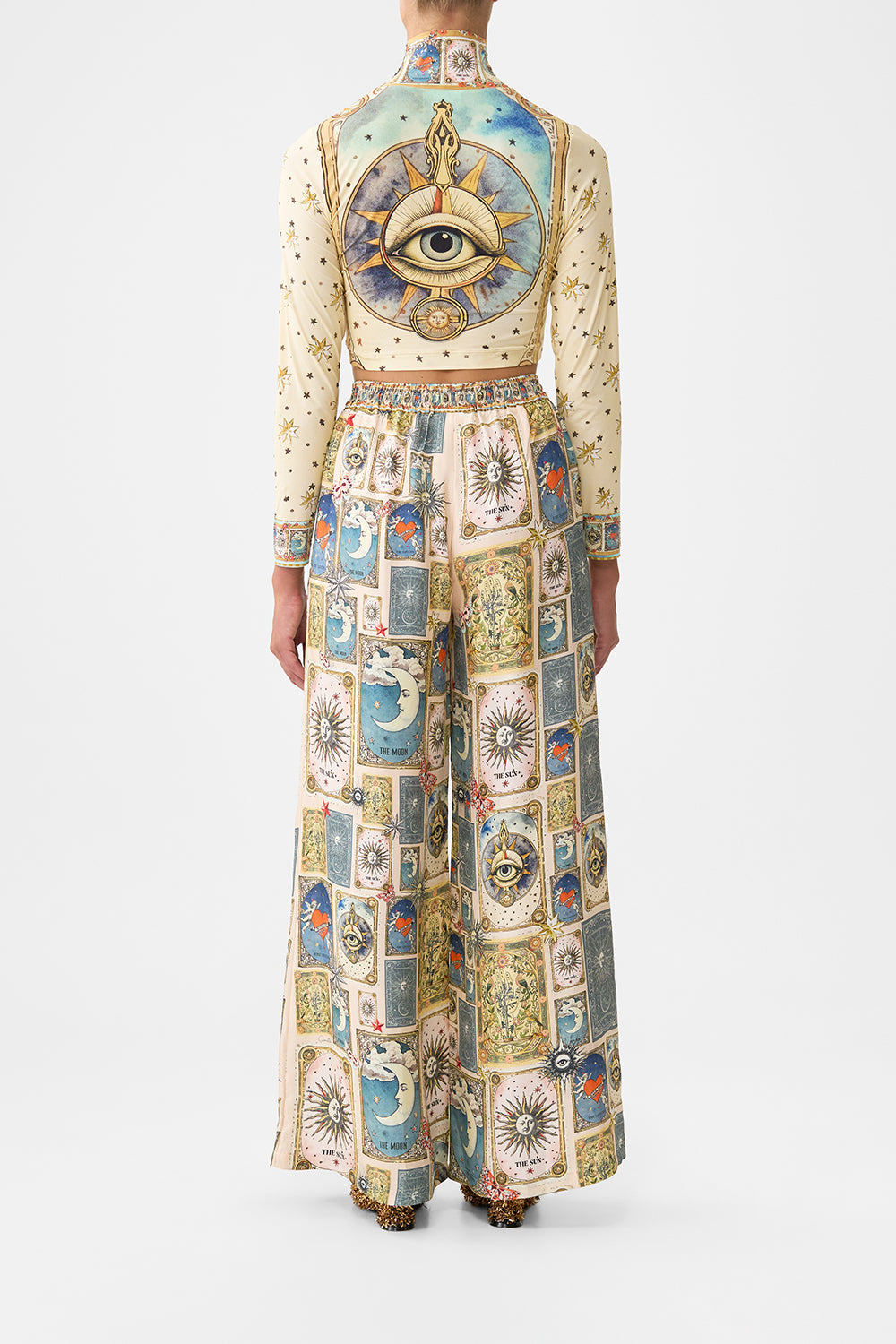 The CAMILLA CROPPED JERSEY TURTLENECK MY LUCKY STARS in our  print.