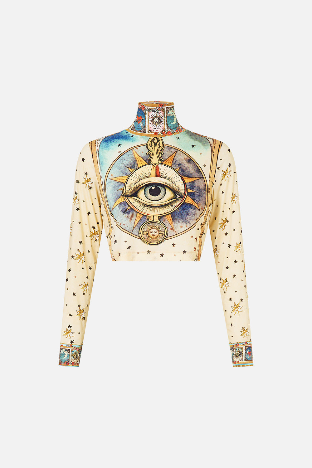 The CAMILLA CROPPED JERSEY TURTLENECK MY LUCKY STARS in our  print.