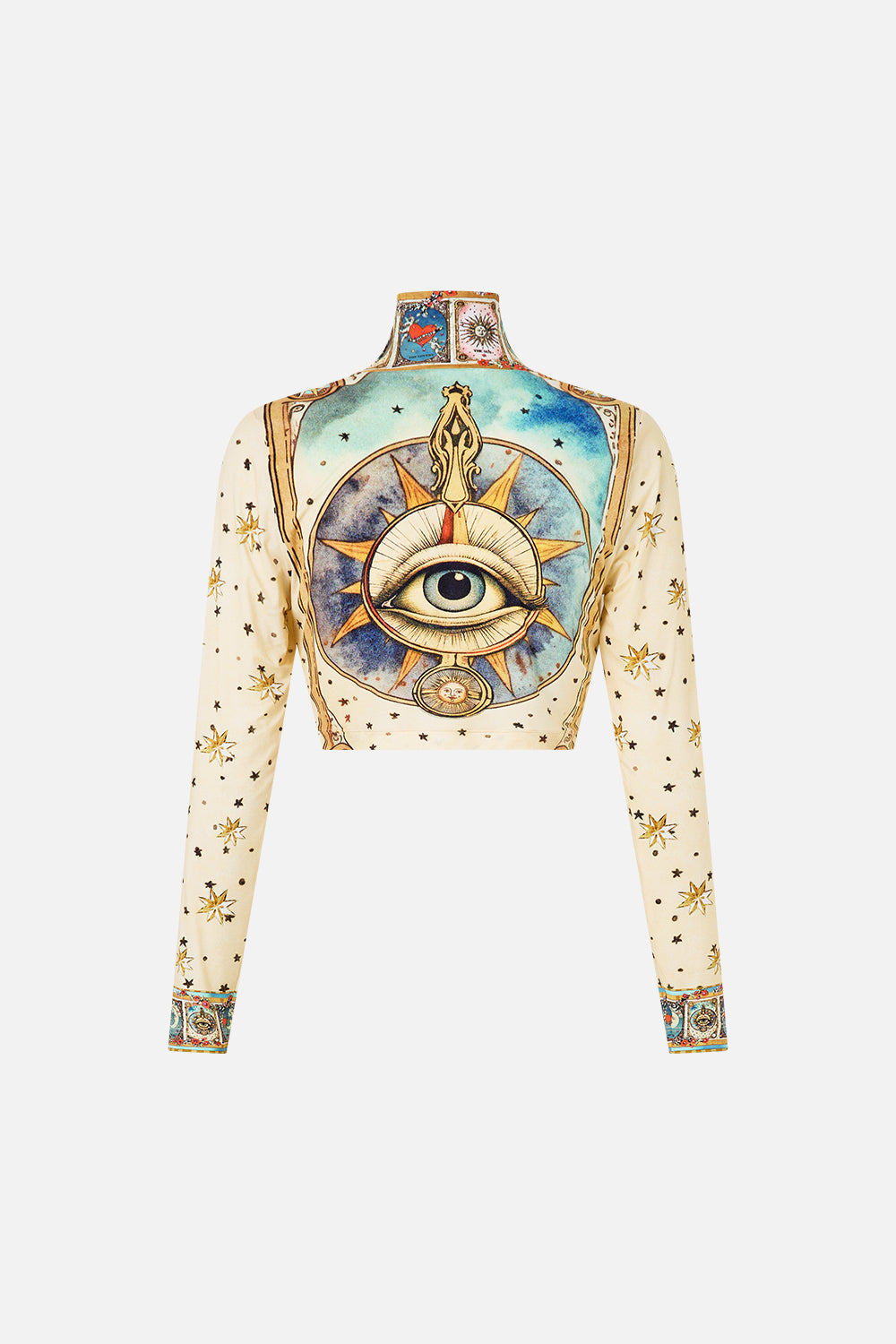The CAMILLA CROPPED JERSEY TURTLENECK MY LUCKY STARS in our  print.