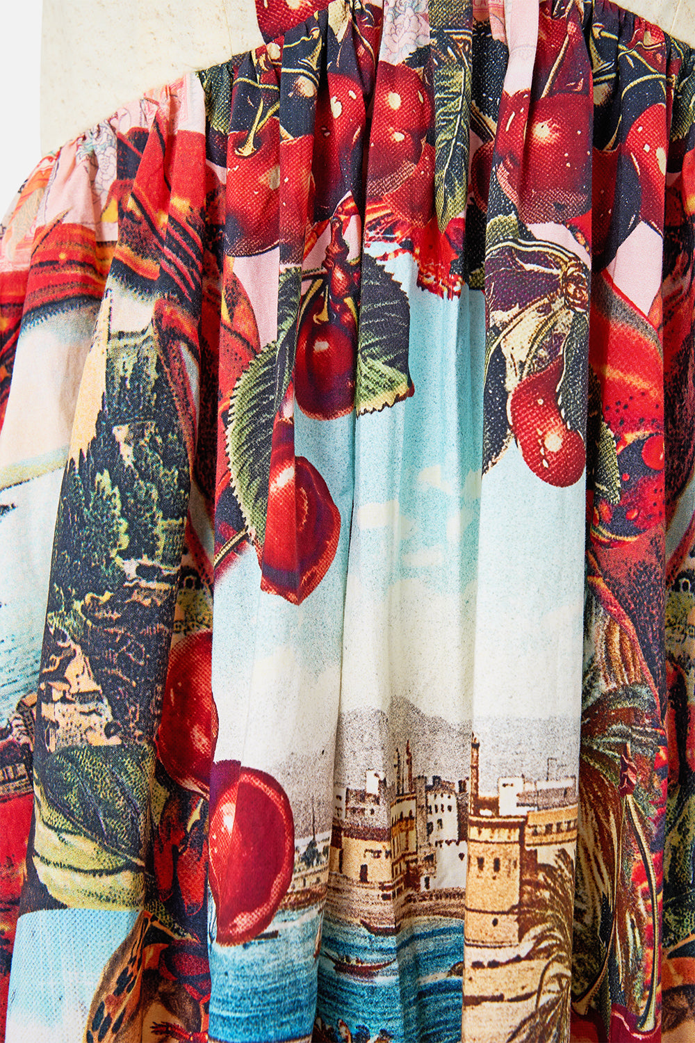 The CAMILLA ruffle hem halter dress from our print notes from the road