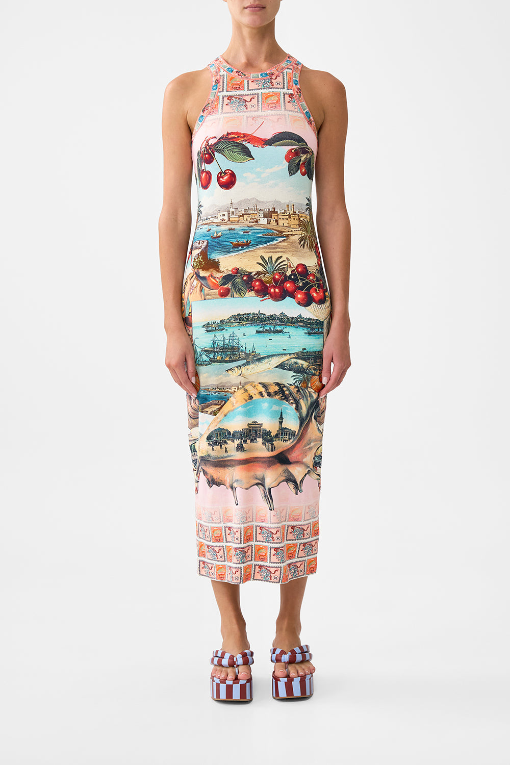 The CAMILLA JERSEY TANK DRESS NOTES FROM THE ROAD in our NOTES FROM THE ROAD print.