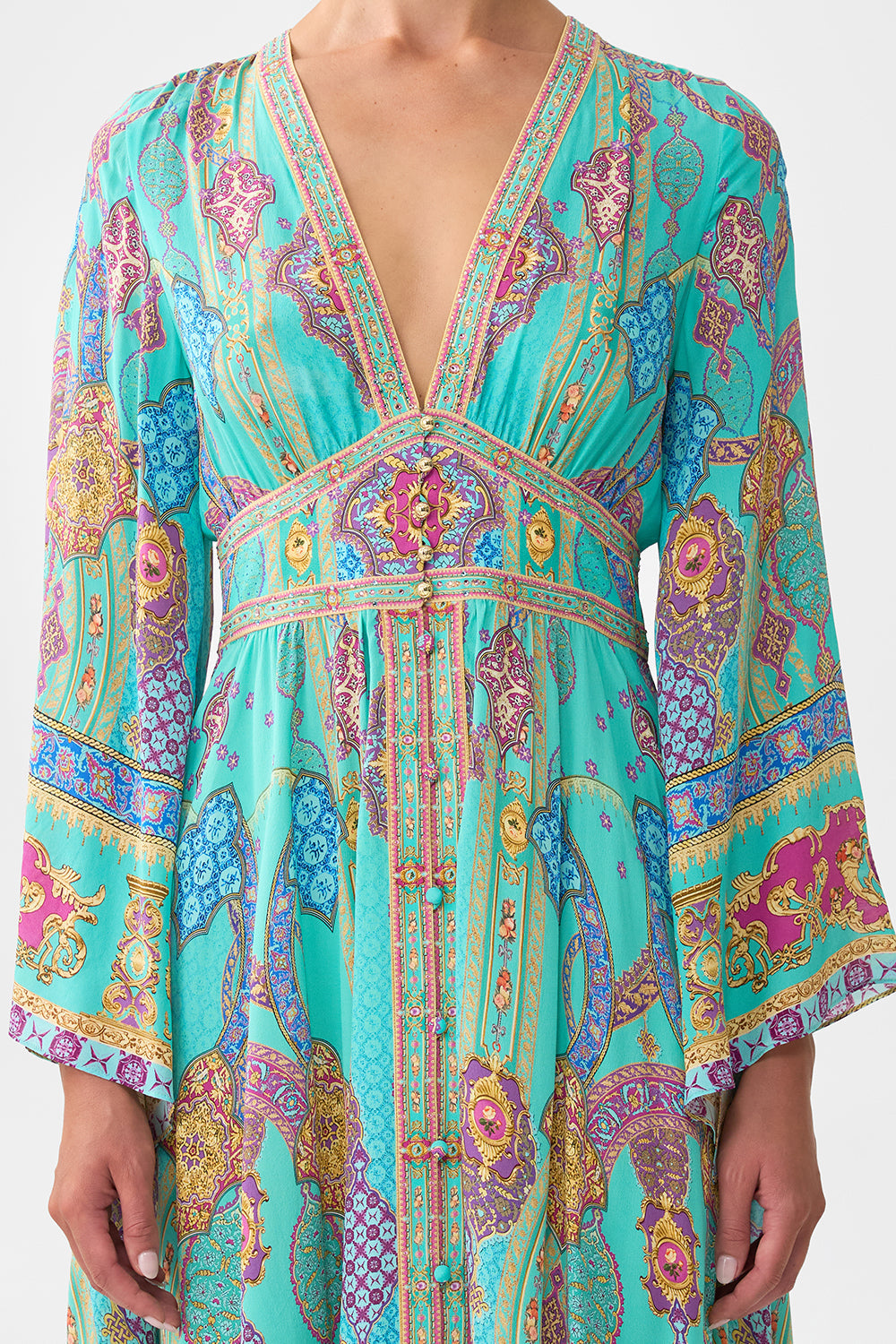 KIMONO SLEEVE DRESS WITH SHIRRING DETAIL THE CONCUBINES CORRIDOR