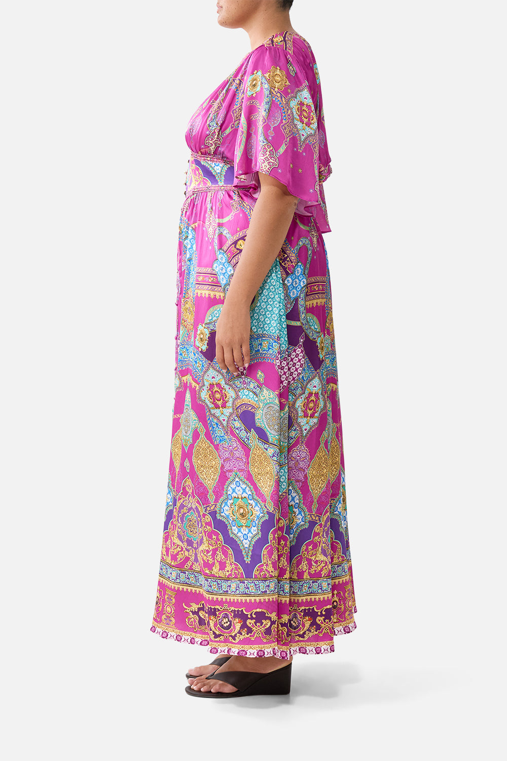 SHAPED WAISTBAND DRESS WITH FLUTTER SLEEVES CONCUBINES, SULTANS & COURTIERS