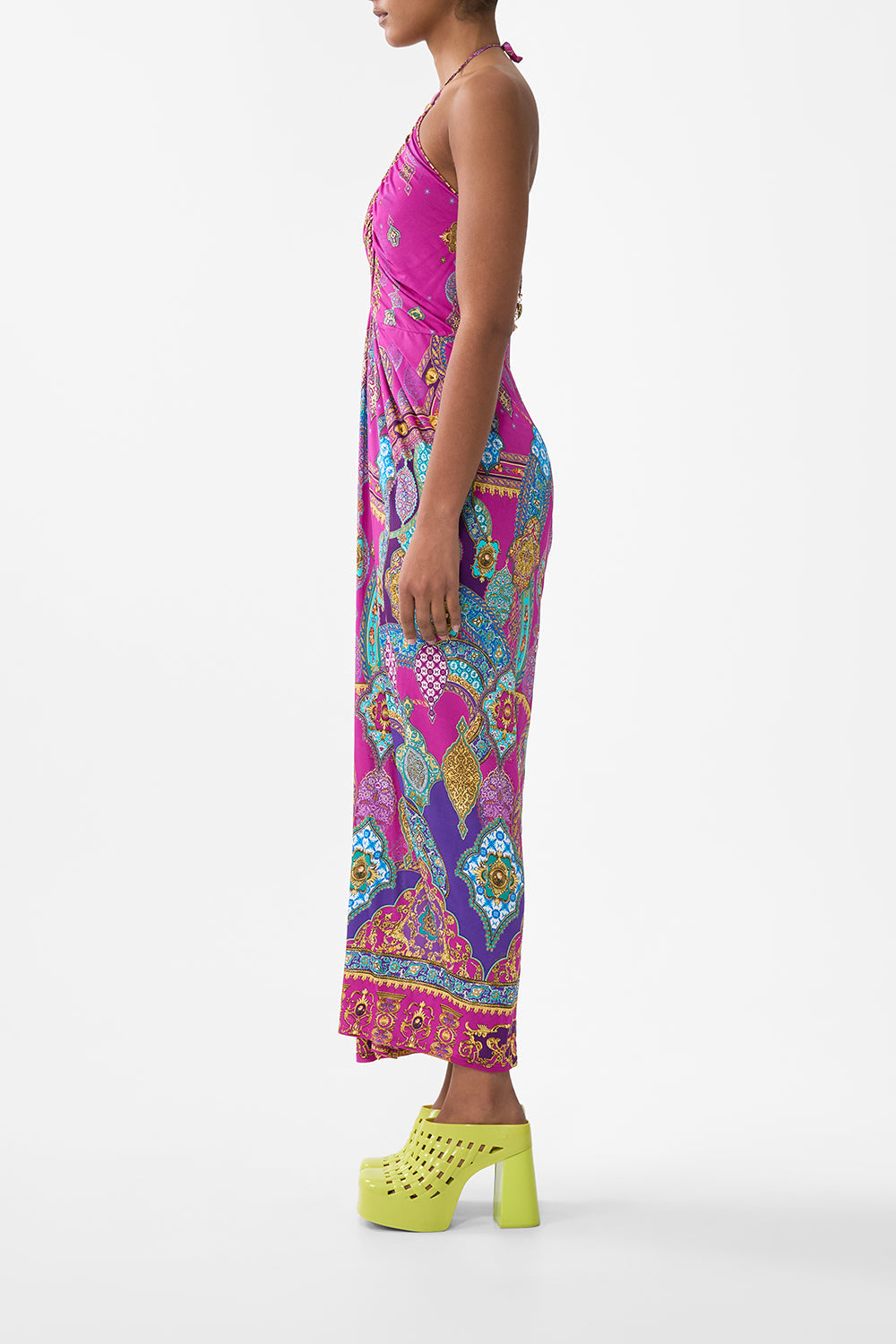V NECK GATHERED JERSEY DRESS CONCUBINES, SULTANS & COURTIERS