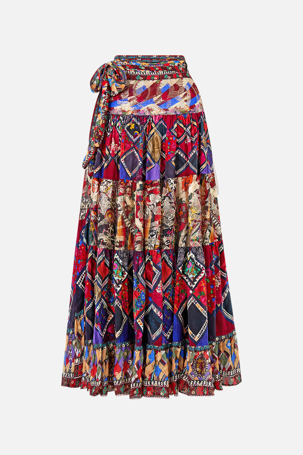 WRAP SKIRT WITH GATHERED PANELS PATCHWORK ALCHEMY
