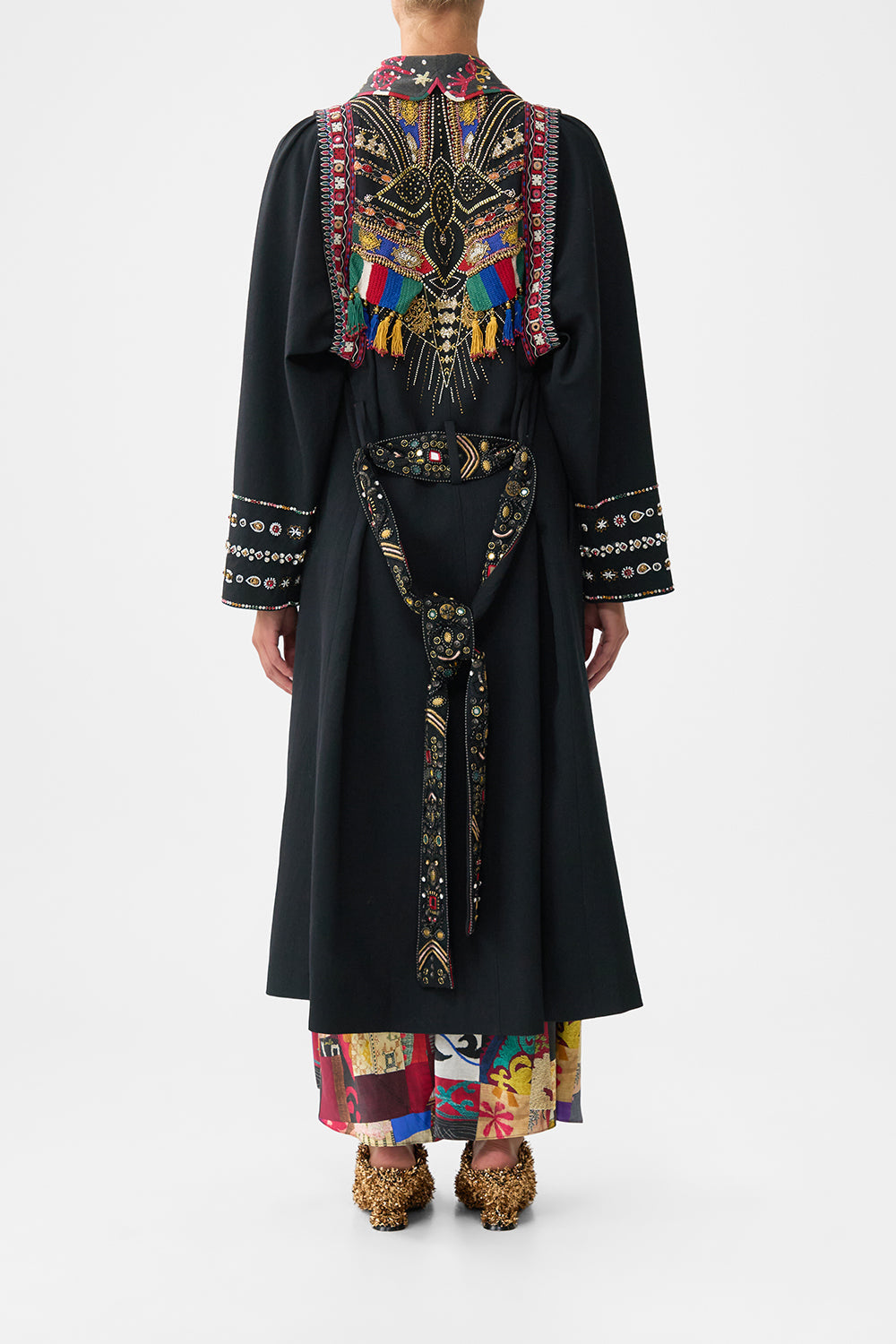The CAMILLA COAT WITH VEST DETAIL PATCHWORK ALCHEMY in our  print.